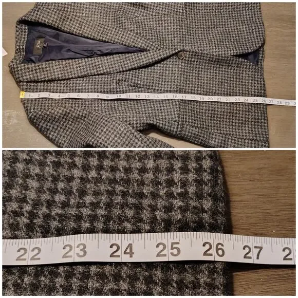 J. Crew Parke Houndstooth Wool Blazer Black Gray Size 12 - Picture 7 of 14